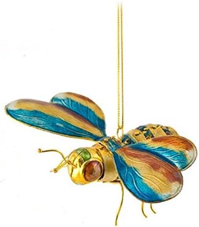 Mavi Sarı ve Kahverengi Bumble Bee Belden Emaye İşi Metal Noel Süs