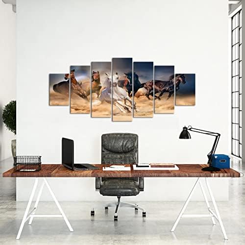 sechars XLARGE 7 Parça Duvar Sanat Set Koşu At Resim Fotoğraf Boyama Vahşi Hayvan Tuval Sanat Baskı Ev Ofis Oturma Odası