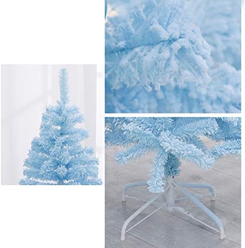ZPEE 6.8 ft Akın Malzemesi PVC Noel Dekorasyonu Noel Ağacı, Metal Standlı Yapay Montajı Kolay Çam Ağacı Çıplak Ağaç-Mavi