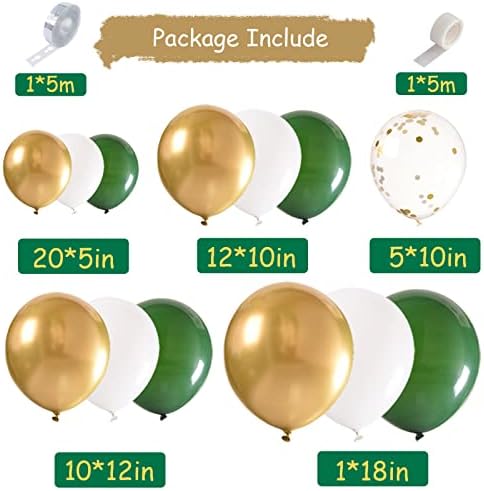 Altın ve Beyaz Balonlar 136 Adet, altın konfeti balonları Adaçayı Yeşil Parti Süslemeleri Bebek Duş Süslemeleri Doğum Günü