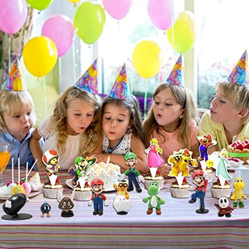 36 Adet Mario Kek Toppers, Çocuk Mini Figürler Oyuncak, Mario Kek Dekorasyon Mario Çocuklar için Doğum Günü Bebek Duş Mario