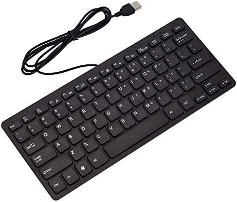 FXDM USB Kablolu Mini Klavye, İnce Ergonomik Klavye Dizüstü ve Masaüstü Bilgisayar için Küçük Kompakt Basit Kablolu İş Klavyesi,