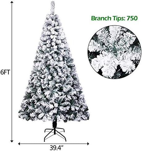 CYAYQ Tatil Noel Ağacı Kar Akın, 6ft Prim yapay Kalem Noel Ağacı, alev Dayanıklı Tam Ağacı ile Metal Standı