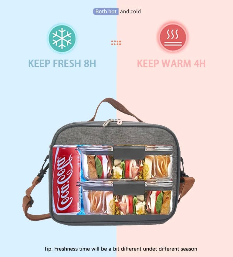 Oblivi Öğle Yemeği Çantası Kadınlar için Yalıtımlı yemek kabı Erkekler için Yetişkin Kullanımlık yemek taşıma çantası İş,