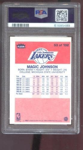 1986-87 Fleer 53 Magic Johnson PSA 9 (OC) Dereceli Basketbol Kartı 86-87 Lakers-İmzasız Basketbol Kartları