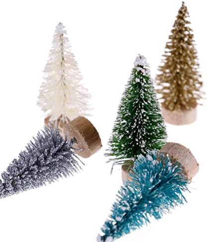 Haiabei 60 Adet Mini Noel Ağacı Şişe Fırçası Ağaçları DIY İşçiliği,Görüntüleme ve Masaüstü Ev Dekorasyonu için Ahşap Tabanlı