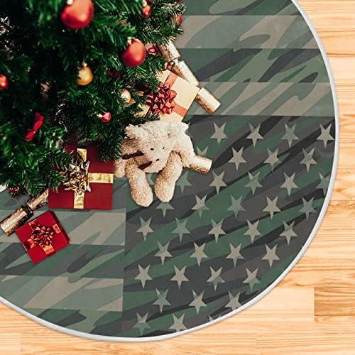 Oarencol Kamuflaj Amerikan ABD Bayrağı Vatansever Noel Ağacı Etek 36 inç Noel Tatil Parti Ağacı Mat Süslemeleri