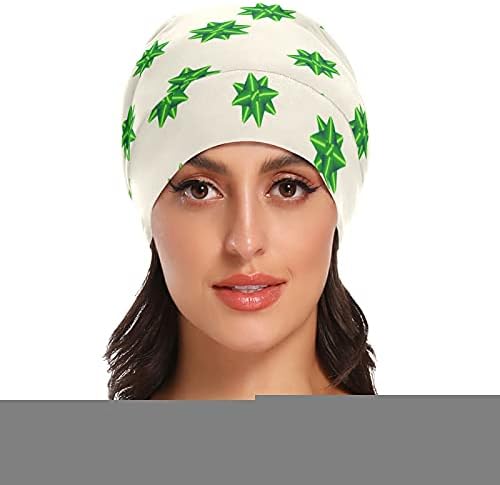 Kafatası Kap Uyku Kap Çalışma Şapka Bonnet Beanies Kadınlar için Yeşil Noel Kış Yeni Yıl Uyku Kap Çalışma Şapka Saç Şapkalar