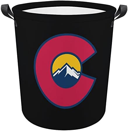 Colorado Centennials Logo çamaşır kollu sepet Yuvarlak Katlanabilir çamaşır sepeti Depolama Sepeti Yatak Odası Banyo için