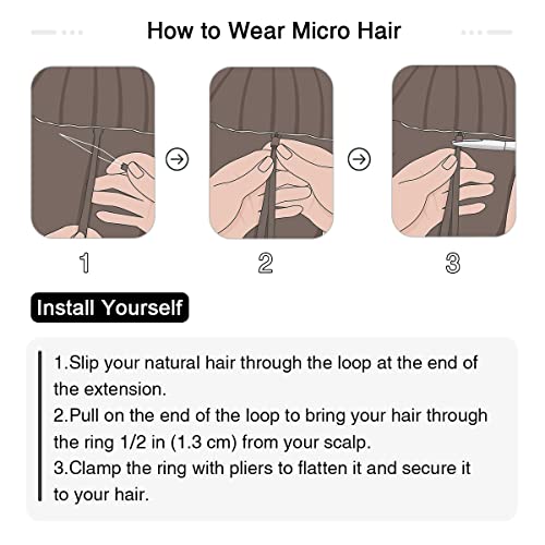 SUYYA mikro Döngü saç ekleme gerçek insan saçı Kül Sarışın / Ağartıcı Sarışın mikro Linkler saç ekleme Düz Mikrolink saç