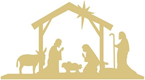 Doğuş Sahnesi Kesme Bitmemiş Ahşap Tatil Noel Kapı Askı MDF Şekli Tuval Tarzı 1 (12)