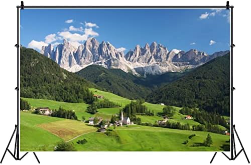 Laeacco Avrupa Alps Zemin 5x3ft Fotoğraf Arka Plan Dolomites İsviçre Dağlar Yeşil Orman Mavi Gökyüzü Doğal Nokta Açık Fotoğraf