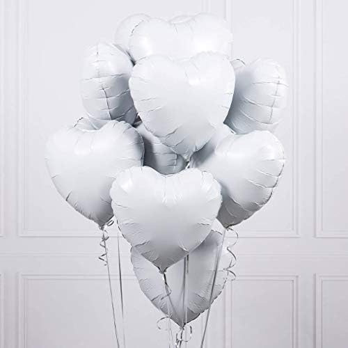 18 İnç Beyaz Kalp Balonlar Folyo Balonlar Mylar Balonlar Parti Dekorasyon için, 20'li paket