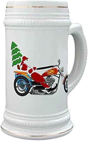 Gerçekten Teague Stein (Cam İçecek Kupa Bardak) Tatil Biker Santa onun Motosiklet / Chopper