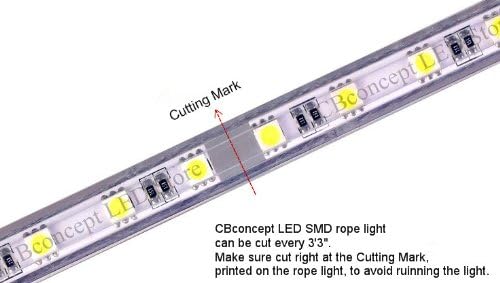 CBconcept 120VSMD5050-20M-Y 120 volt yüksek güç SMD5050 esnek düz LED şerit halat ışık, 65 Fit makara, sarı