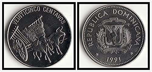 Amerika Dominika 25 Günahkar Sikke Yıl Rastgele Yabancı Paralar Sikke Koleksiyonu