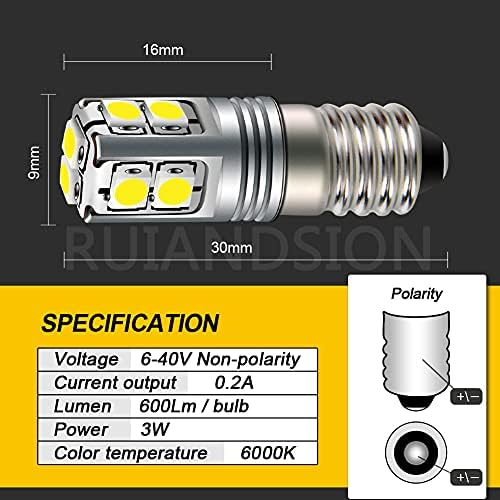 Ruıandsıon E10 LED Ampul 6-40V 3030 10SMD Cips Beyaz LED Ampul Farlar için El Feneri Torch Bisiklet Çalışma Işığı Olmayan