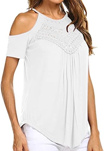Bayan Soğuk Omuz Üstleri 2023 Yaz Rahat Moda Kısa Kollu V Boyun T Shirt Çiçek Grafik Tees Sevimli Şık Bluzlar