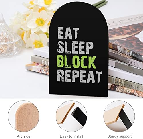 Yiyin Uyku Blok Tekrar Büyük Ahşap Kitap Ayracı Modern Dekoratif Kitaplık Kitap Stoper Masası Raf Tutucular 2 Set