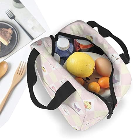 Anime Ekose Öğle Yemeği Çantası Kadınlar İçin Kız Yalıtımlı Taşınabilir Kullanımlık Kawaii Tote yemek kabı Bölmeli Piknik