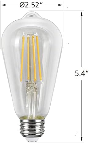 Işıklı Yol LED Edison ışığı, Vintage Filament Ampul, ST64 / ST19 9W 800 Lümen, Kısılabilir, 2700K, E26 Taban, 1 Paket