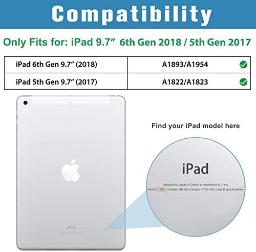 ProCase için iPad 9.7 İnç Kılıf iPad 6th / 5th Nesil Kılıf 2018 2017 (Model: A1893 A1954 A1822 A1823), Ultra İnce Hafif Standı