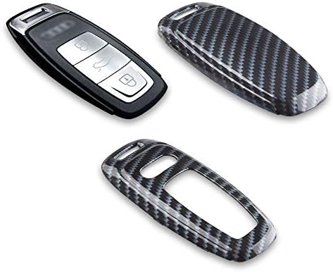TOMALL Araba Anahtarı Kapağı, karbon Fiber Koruyucu Anahtarlık Kapak için 3 Düğme 4 2019 A6 A7 A8L Q8 Araba Anahtarı akıllı