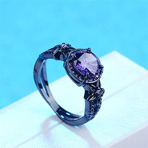 2023 Zarif Mor Zirkon Yüzük Kadınlar için Nişan Yüzüğü Takı Hediyeler Yüzük Erkek için (Mor, 10)