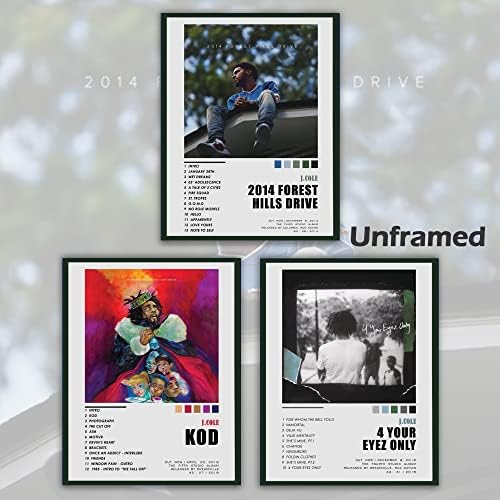 Asitwas 11×14 İnç J Posterler Cole Albüm Kapağı Posterleri 3 Set, Rapçi Müzik albüm afişi Gençler için yatak odası dekoru,