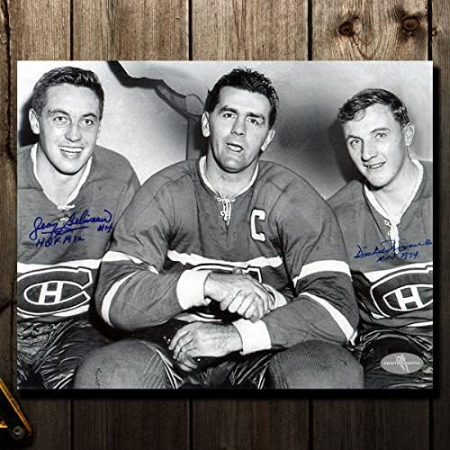 Jean Beliveau & Dickie Moore Montreal Canadiens HOF Çift İmzalı 8x10 Fotoğraf İmzalı NHL Fotoğrafları