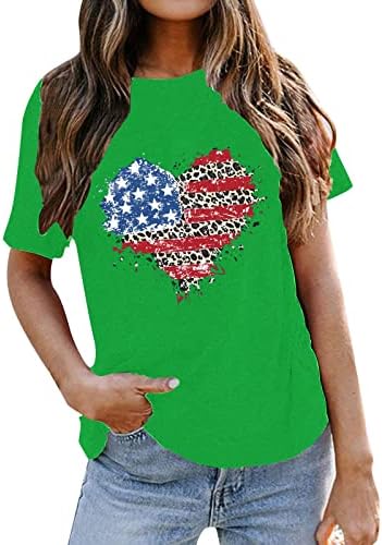 MIASHUI Tee Gömlek Bayan Bayan Casual Katı Yuvarlak Boyun T Gömlek Moda Bağımsızlık Günü Baskı Bayan T Shirt Çoklu