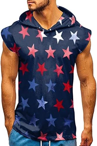 MIASHUI Unisex T Shirt erkek Rahat Spor Bağımsızlık Günü Bayrağı Spor Spor Kolsuz Kapşonlu Yelek Düz T Shirt erkekler