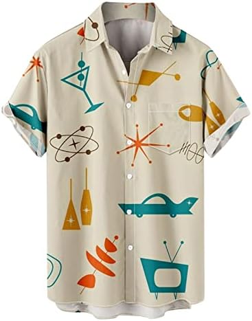 XXBR Erkek Düğme Aşağı Gömlek Kısa Kollu Şerit Degrade Patchwork Yaz Plaj Üstleri Rahat Fit Casual havai gömleği