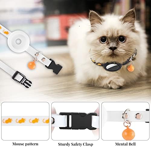 Çan ile LOUDTEC Airtag Kedi Tasması - Airtag Kedi Tasması Silikon Su Geçirmez Ayarlanabilir Çıkarılabilir Emniyet Tokası