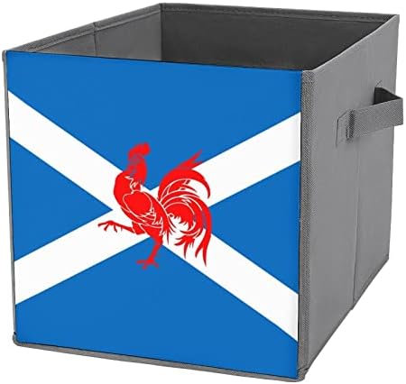 Kırmızı Horoz İskoçya Bayrağı Katlanır eşya kutuları Temelleri Katlanabilir Kumaş Saklama Küpleri Organizatör kulplu kutular