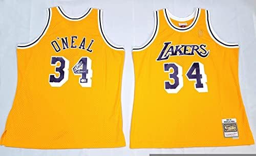 Shaquille o'neal İmzalı Los Angeles Lakers Altın 1996-97 Mitchell & Ness Forması W/Dizel Beckett Tanık İmzalı NBA Formaları