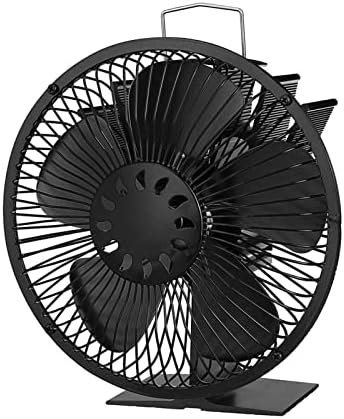 LYNLYN siyah şömine 5 bıçakları ısı Powered soba Fan Log ahşap brülör ev şömine Fan ile kapak verimli ısı dağılımı (renk: