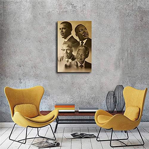 Tarihte siyah Liderlerbüyük Afrika Kökenli Amerikalı Adam Obama-Mandela-Malcolm X-Martin Luther King Jr Tuval duvar sanat