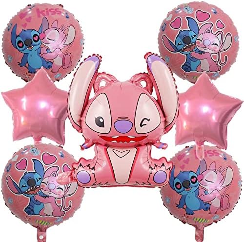 Dikiş ve Melek Balonlar, 7 ADET Folyo Balonlar Dikiş Doğum Günü Partisi Malzemeleri Süslemeleri Kızlar için(Pembe)