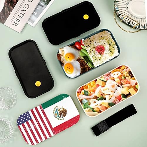Amerikan Meksika Bayrağı Bento yemek kabı Sızdırmaz Bento yemek kabı Gıda Kapları için 2 Bölmeli Ofis Çalışma Piknik
