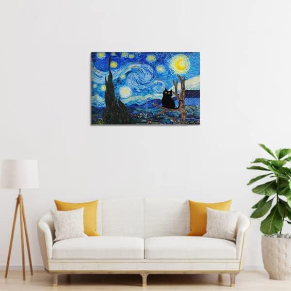 WEERSHUN Van Gogh 3 Set Posteri Yağlıboya Tuval Üzerine Yıldızlı Gece Büyük Dalga Kapalı Kanagawa Posteri Tuval 90 s Duvar