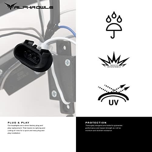 Alfa Baykuşlar 8711439 Projektör Farlar Switchback Sıralı LED çubuk ve Başlangıç ışığı-Siyah Amber Uyar 2002-2005 Dodge Ram
