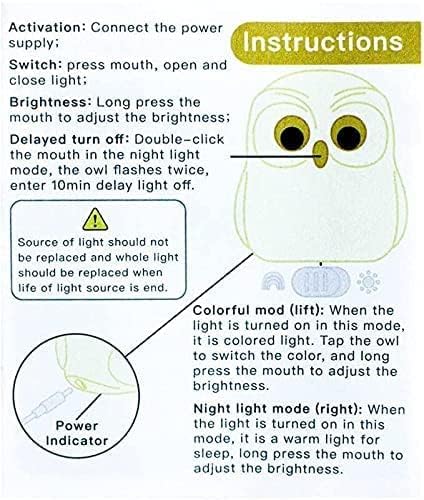 Çocuklar için Sevimli baykuş Gece Lambası, USB Şarj Edilebilir Hayvan Lambaları, Çok Renkli oda dekorasyonu, Geceleri yaratıcı