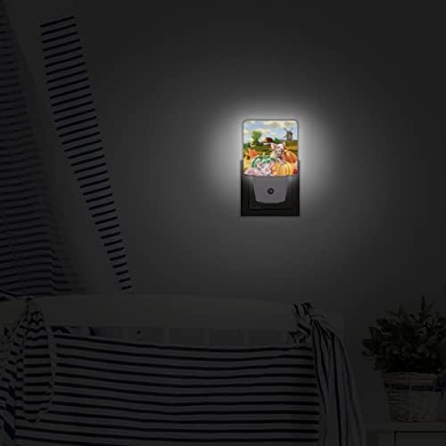 UOYO Domuz Akçaağaç Yaprakları Gece Lambası 2 Set, sonbahar Kabak Fiş Led Gece Lambası Otomatik Şafak Sensörü Lambası Çocuk
