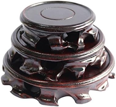 CVHOMEDECO. Rustik Antika katı ahşap Dairesel Ekran Standı Vazo Pot Tabanı Fishbowl Ayaklı Standı. (3.94 İnç İç Çap)