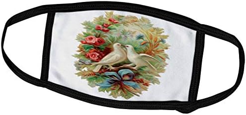 3dRose Vintage Güzel Süslü Çiçek Çelenk Victoria Beyaz Aşk Güvercinleri - Yüz Kapakları (fc_104646_2)