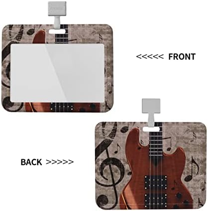 Yatay Kart Durumda Retro Gri Müzik Gitar Abs Adı Etiketleri Rozeti Sahipleri ile Ayrılabilir Boyun Kordon kimlik kartı tutucu