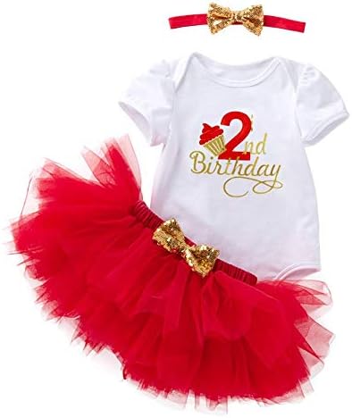 1st / 2nd Doğum Günü Pastası Smash Kıyafet Bebek Kız Romper + Tül Etek + Sequins Kafa Bandı Yenidoğan Tutu Prenses Giyim