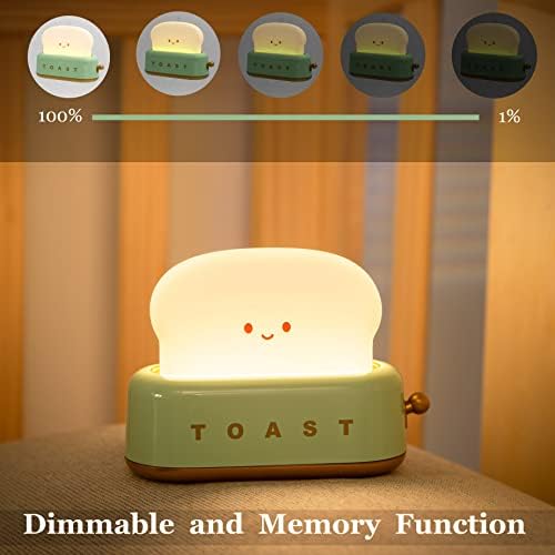 Sevimli tost lamba, gülümseme yüz gece lambası, LED dim ekmek ışık, şarj edilebilir masa dekoru lamba ile zamanlayıcı, Uyku
