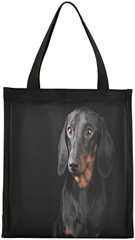 ALAZA Siyah Yavru Dachshund Köpek Yalıtımlı Öğle Yemeği Çantası Kullanımlık yemek taşıma çantası İş Piknik Okul S